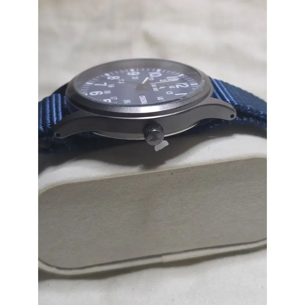 Ironway Military Field Watch Blue Dial Day Date Quartz Blue NATO Strap Box - US